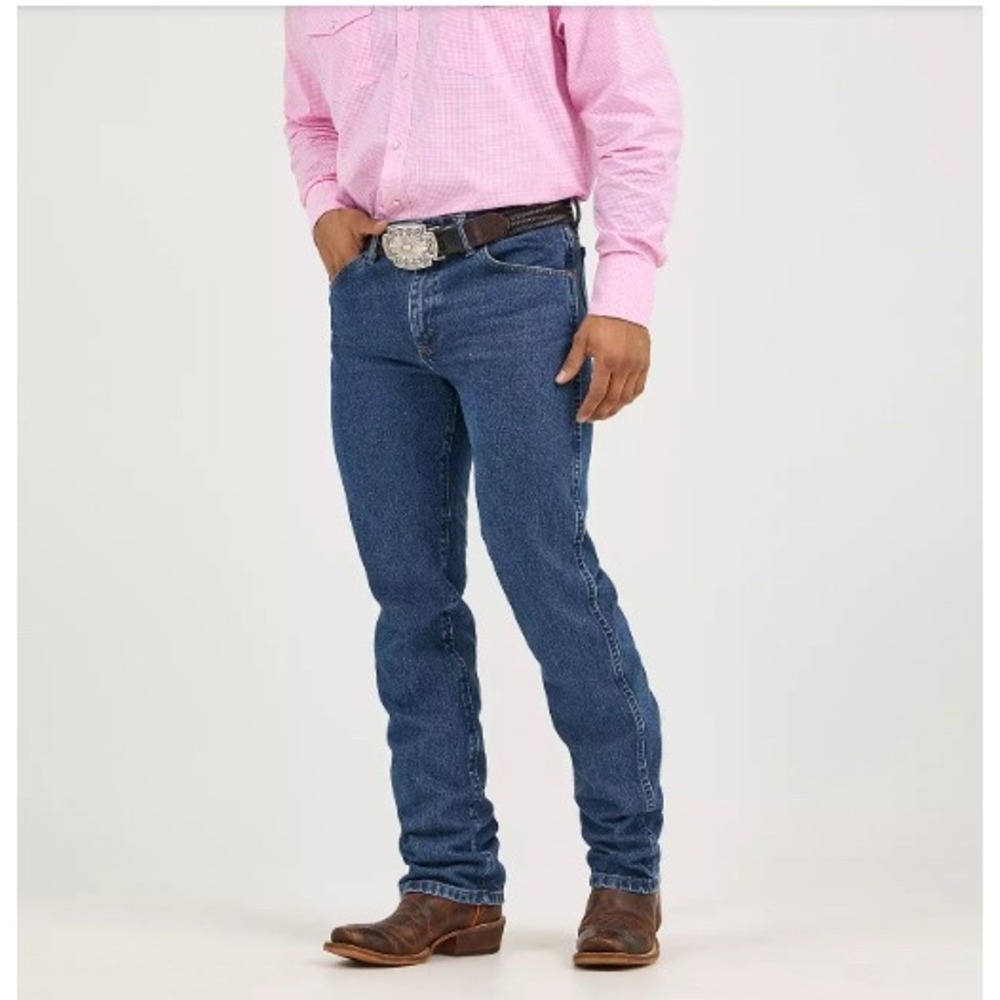 Wrangler Cowboy Cut Jeans Men 36 Slim Fit Premium Performance Blue Stretch Denim